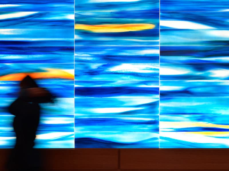 Water inspired reception feature wall | Potawatomi Hotel and Casino | Paul Housberg