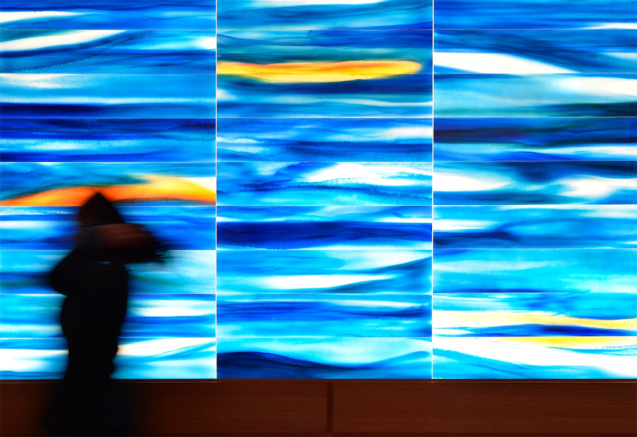 Water inspired reception feature wall | Potawatomi Hotel and Casino | Paul Housberg